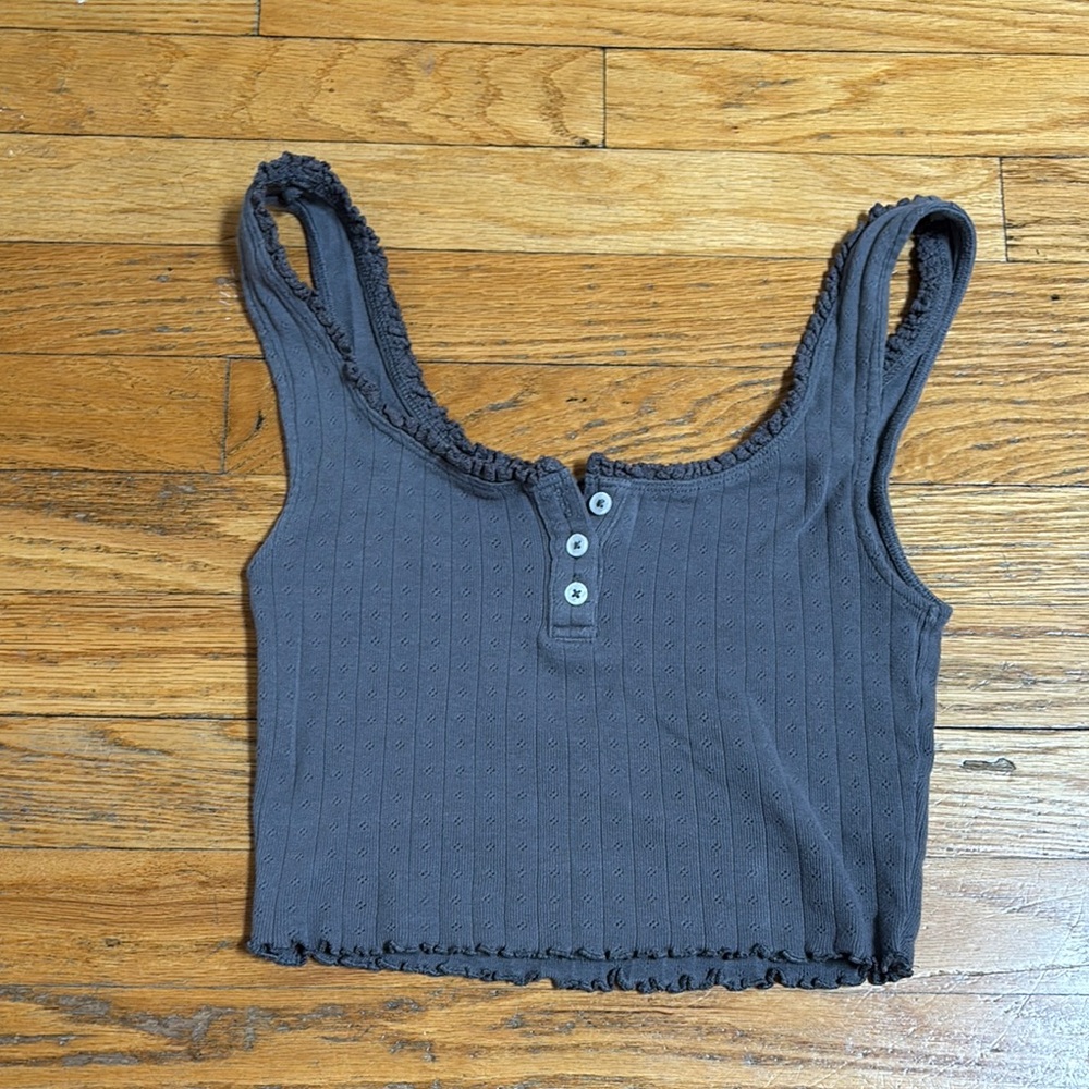 Gray Sleeveless Ribbed Top